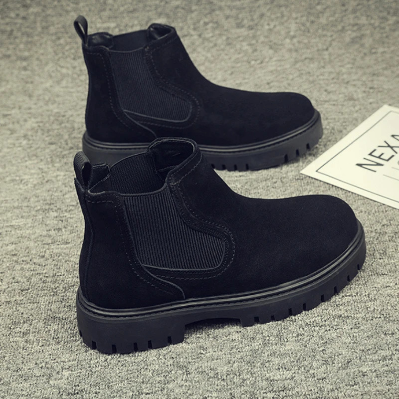 British Cow Suede Platform Boots for Men Fashion Softsoled ner Nonslip Autumn Winter Casual Man Ankle Shoes 241225