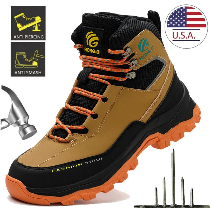 Safety Shoes Men Work Sneakers Indestructible Antismash PunctureProof Protective Steel Toe Construction Boots 241225