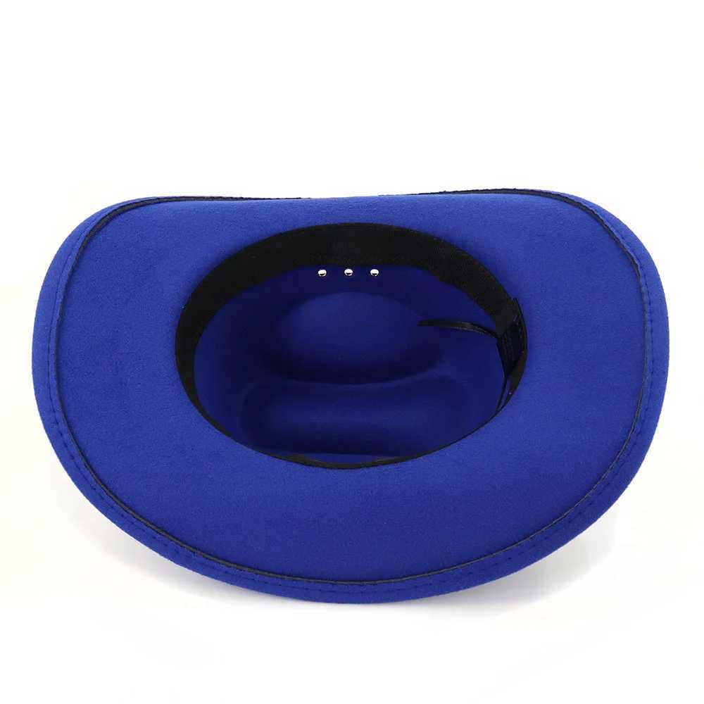 Rivet Western Mens Cowboy Hat Retro Charm Cowboy Girl Church Jazz Felt Cs Sombrero Hombre Gentleman Top Hat W241225