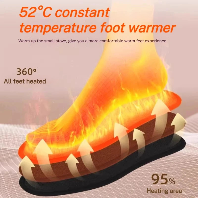 USB Rechargeable Heated Insoles 35-46 Electric Heated Shoe Insoles Feet Heater Winter Warmer Camping Hiking Skiing Accessories 241226