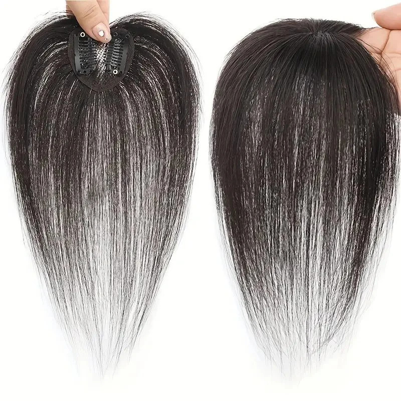 Womens Hand-Stitched Human Hair Topper Hairpiece Straight Hair Wiglet Concealer for Thinning Hair Breathable Volumizer Cover 241225