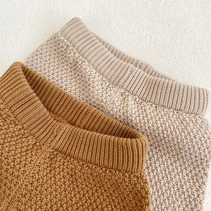 Infant Striped Knitwear Clothing Suit Toddler Child Fashion Baby Girl Boy Knitted Clothes Set VestShorts 2PCS Short Sleeve 241225