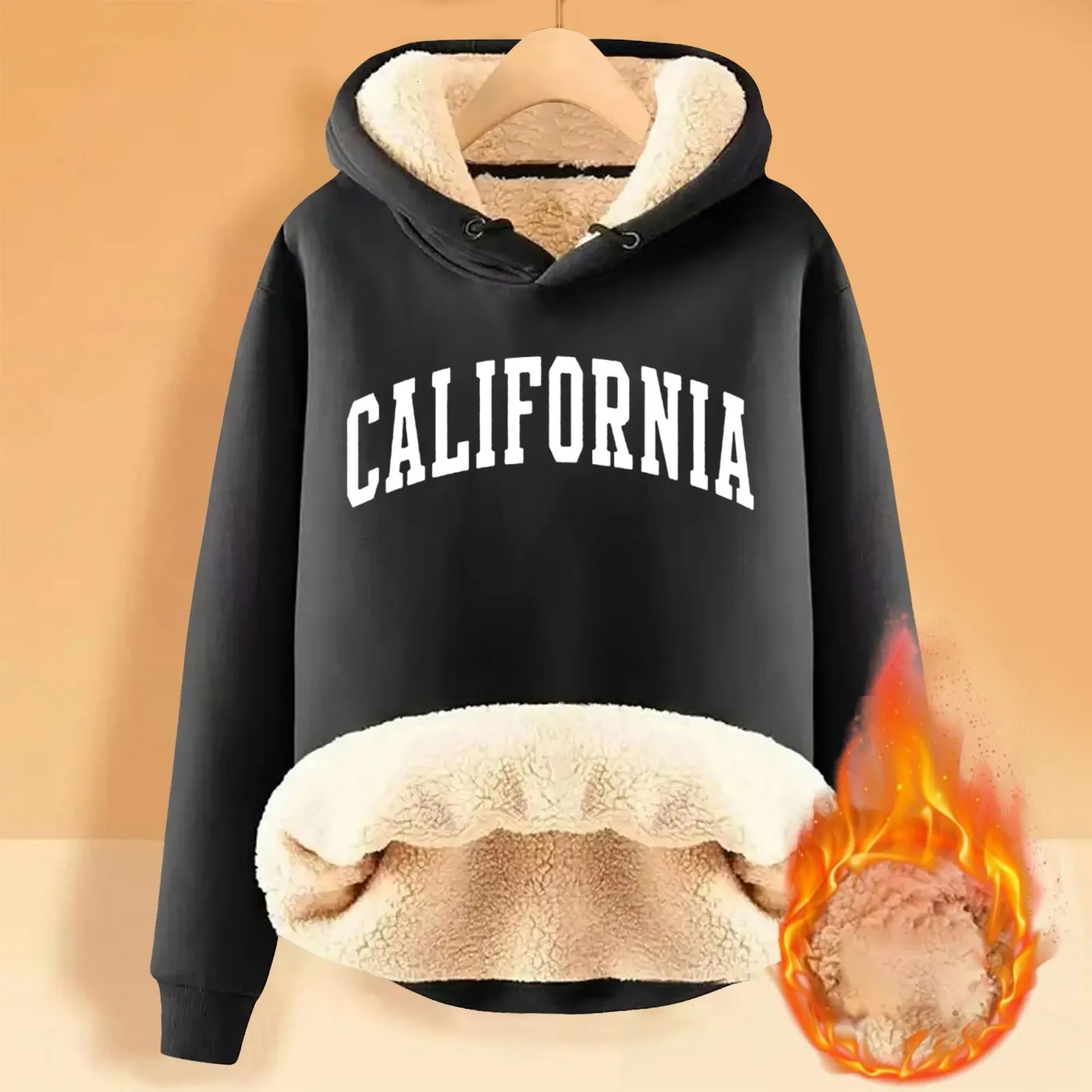 Womens Winter Padded Thickened Warm Solid Colour Multicolour Cardigan Lambswool Hooded Sweatshirt Jacket 241225
