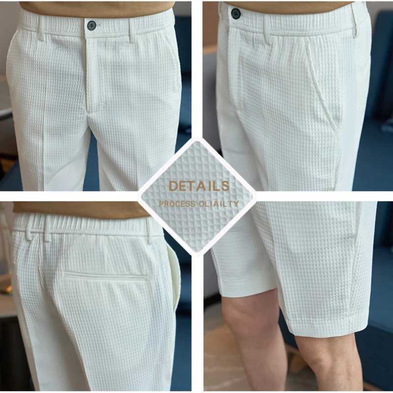 Fashionable mens elastic waist casual pants high-quality solid color shorts for summer 2024 solid color shorts and pants W241226