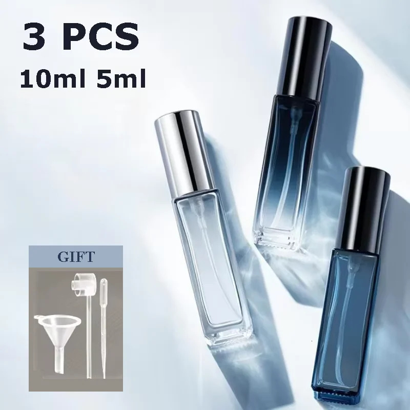 3PCS 5ML 10ML Mini Perfume Spray Bottles Glass Refillable Bottle Portable Travel Oil Liquid Cosmetic Container Perfume Atomizer 241225