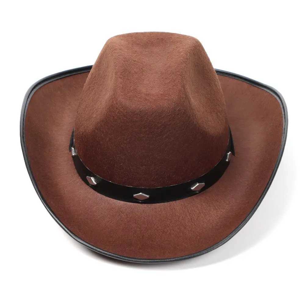 Western style stud cowboy hat retro jazz hat wide Brim Wild West C mens cowboy hat womens outdoor knight hat W241225
