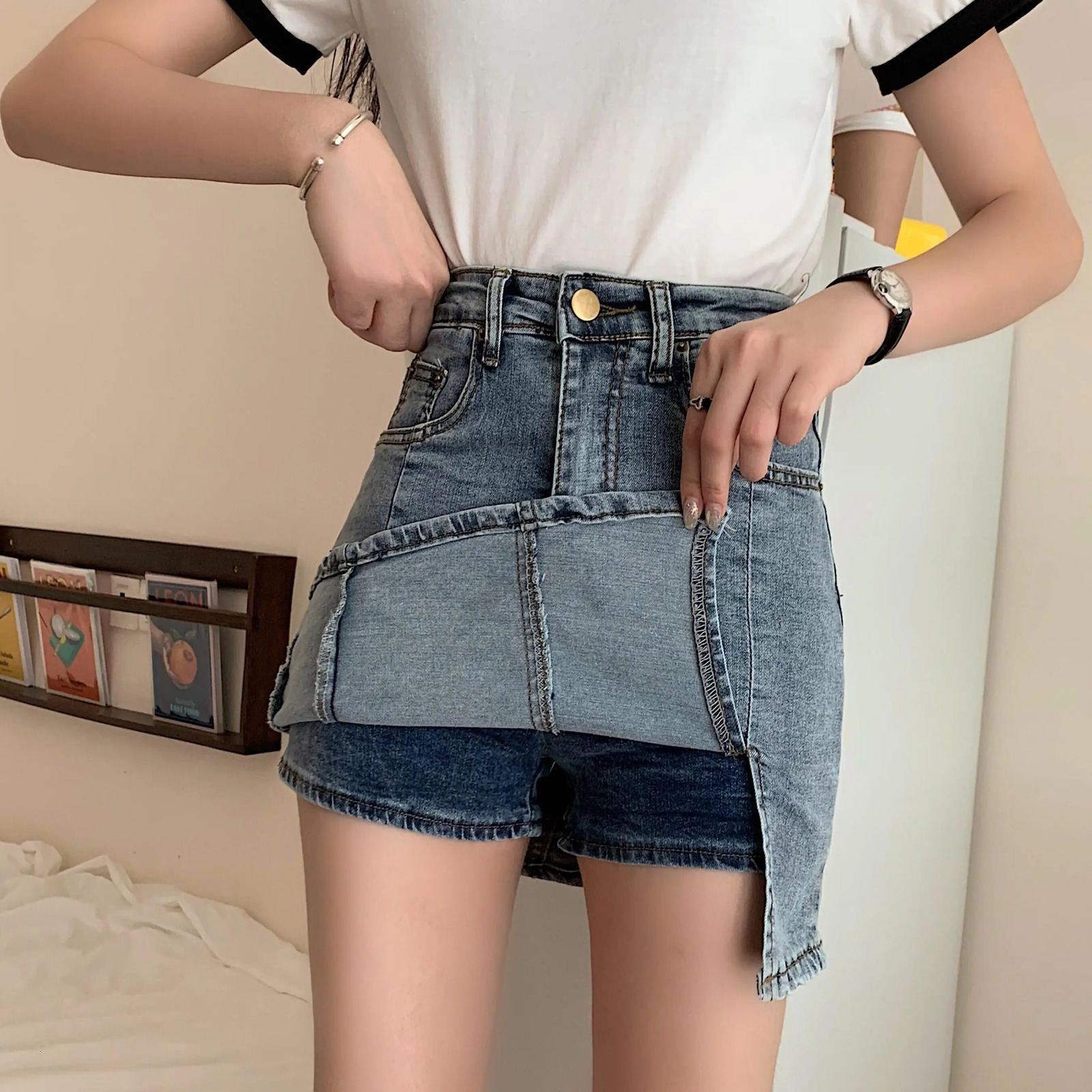 Woman Jeans Pants High Waist Skirt A Line Denim Womens Summer Culottes Pantalones Vaqueros Mujer 241225