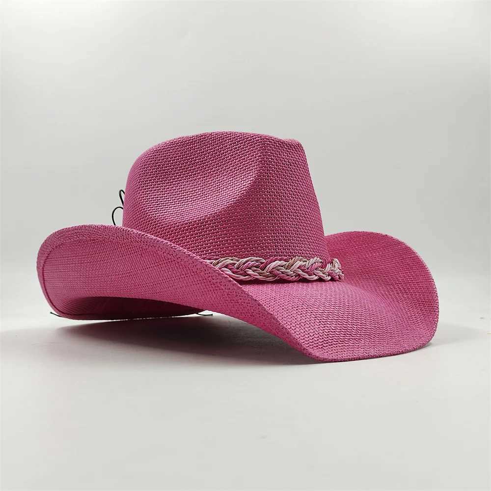 2024 Summer Str Cowboy Hat Womens Fashion Cowboy Hat Pink Hat Mens Western Cowboy Hat Summer Travel Sunshade Hat W241225