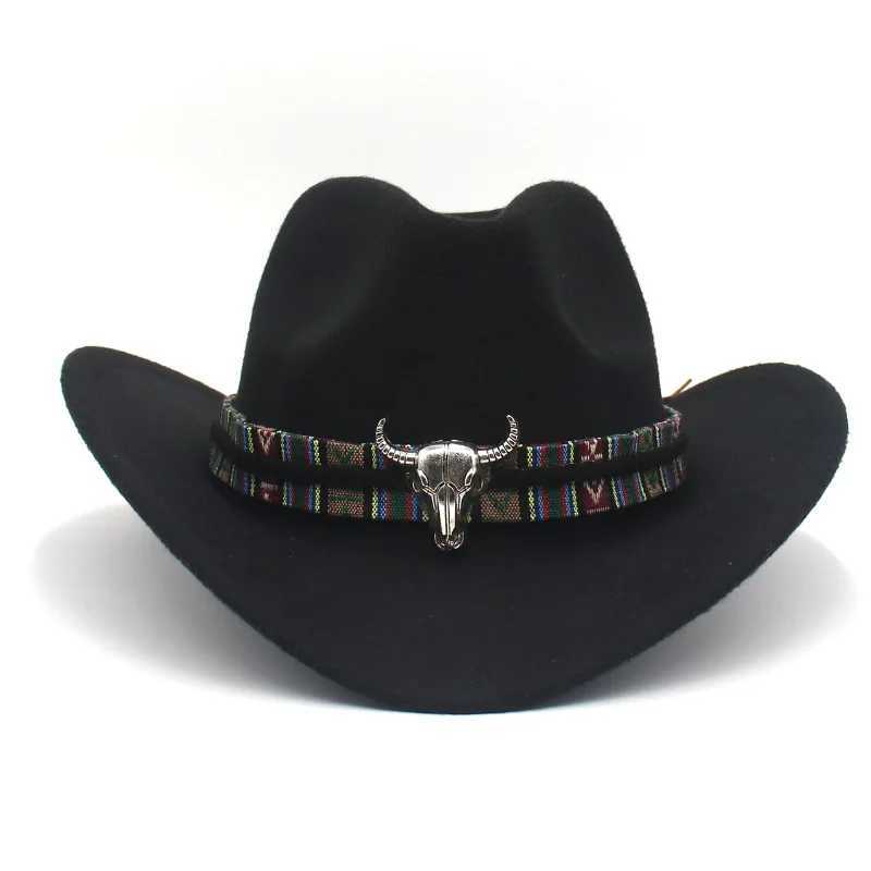 Western cowboy hat parents children family ladies hat Roll Brim cowboy girl C jazz Fedora hat Felt C ethnic women children W241225