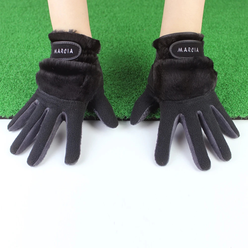 1Pair Fashion Women Winter Warm Gloves Faux Fur Suede Golf Gloves Thick Plus Velvet Anti-slip Female Driving Skiing Gloves 241226