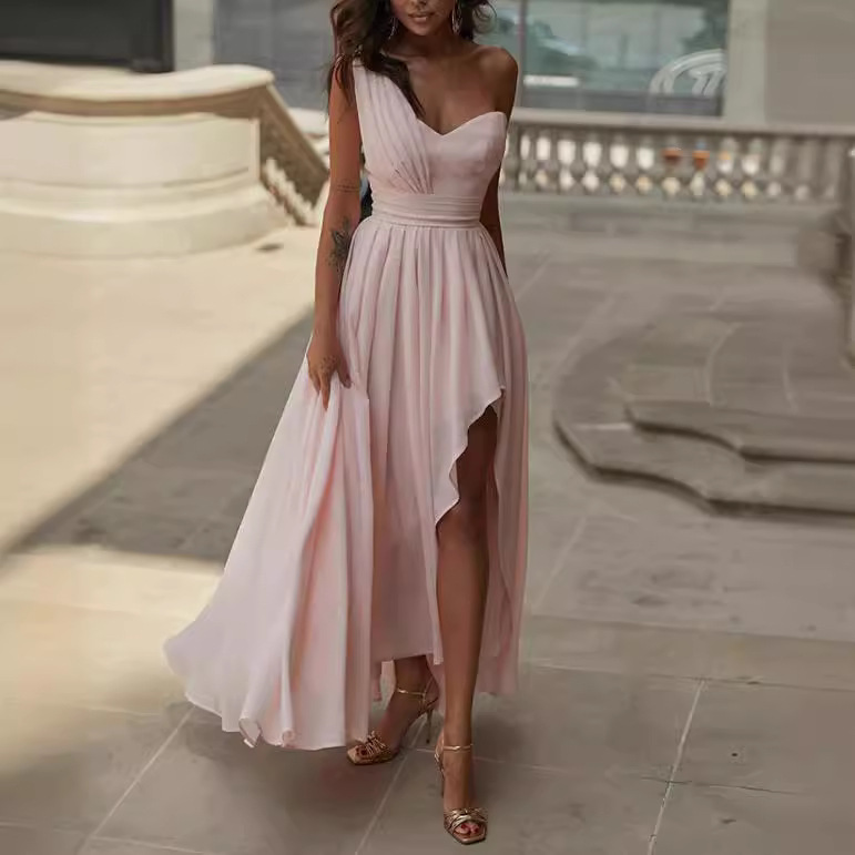 Casual Dresses Women Sexy V-neck Sling Long Dress Elegant Crossover Tie-up Split Beach Summer Sleeveless Waist Solid Party