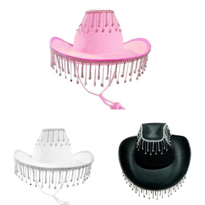 Adult denim hat Rhinestone edge hat perfect for womens themed parties in black white and pink W241225
