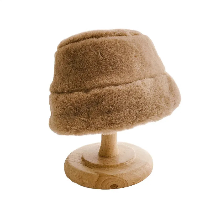 Winter Hat for Kids Faux Fur Bucket Girls Boys Cap Children Warm Baby Accessories 25Y 241225