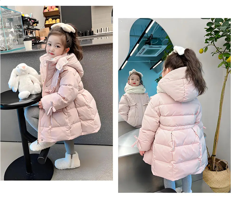 Winter Childrens down Jacket Western Style MidLength CottonPadded Baby Coat Woolen GirlscottonP 241225