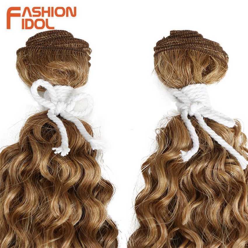 Synthetic Wigs Fashion Idol 22 Inch Synthetic Hair Natural Kinky Curly Wave 2pcs/lot Heat Resistant Ombre Weave Bundles 230227 Hair Wigs
