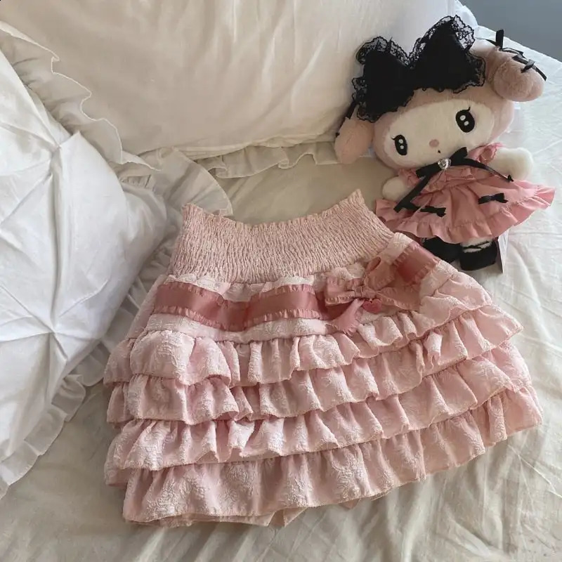 Gaono Lolita Cake Mini Skirts Women Japanese A-line High Waist Pleated Skirt y Kawaii Love Y2k Layered Skirts Fairy Outfit 241224