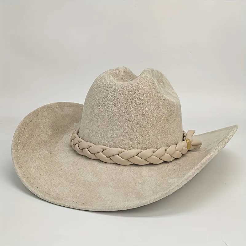 Handmade synthetic suede denim hat with woven strap perfect for outdoor activities and stylish appearance W241225