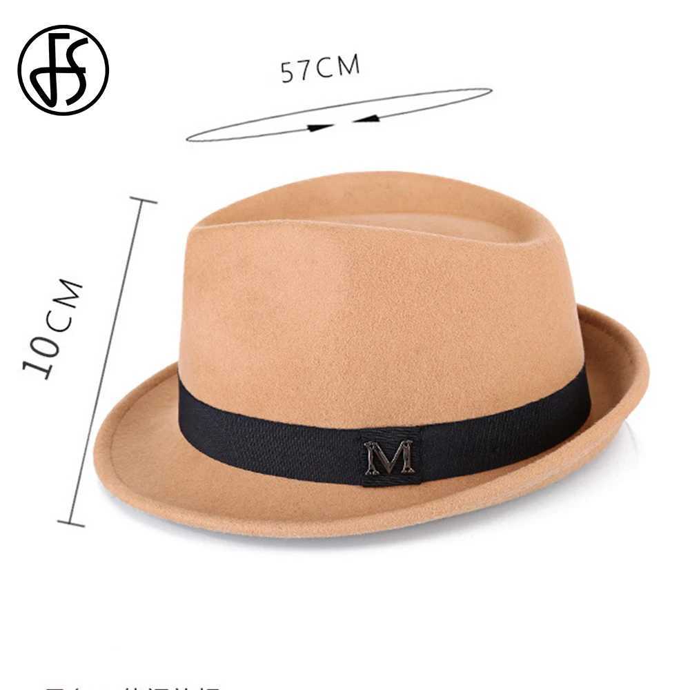 FS Gentleman Black Jazz Mens Pie Hat Trilby Panama C Winter Wool Felt Fedora Wedding Party Small Top Hat W241225