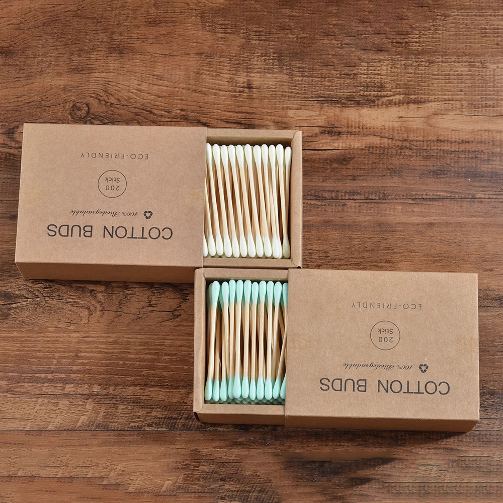 2000Pcs Color Mix Double Head Bamboo Cotton Buds Adults Makeup Cotton Swab Eco Friendly Wood Sticks Nose Ears Cleaning Tools 241226