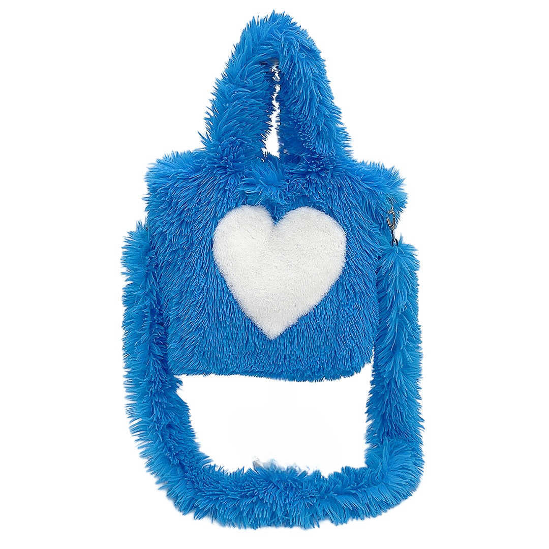 Hairy Bag Women's Heart Pattern Large Capacity Plush Tote Bag Internet Celebrity Casual Shoulder Bag 241215