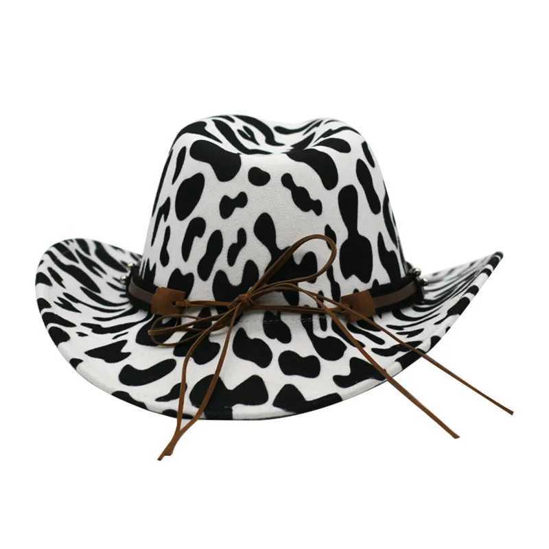 Cowboy Hat Autumn/Winter Cowboy Pattern FedEx Hat Double sided Thick Curly Cow Head Neutral Jazz W241225