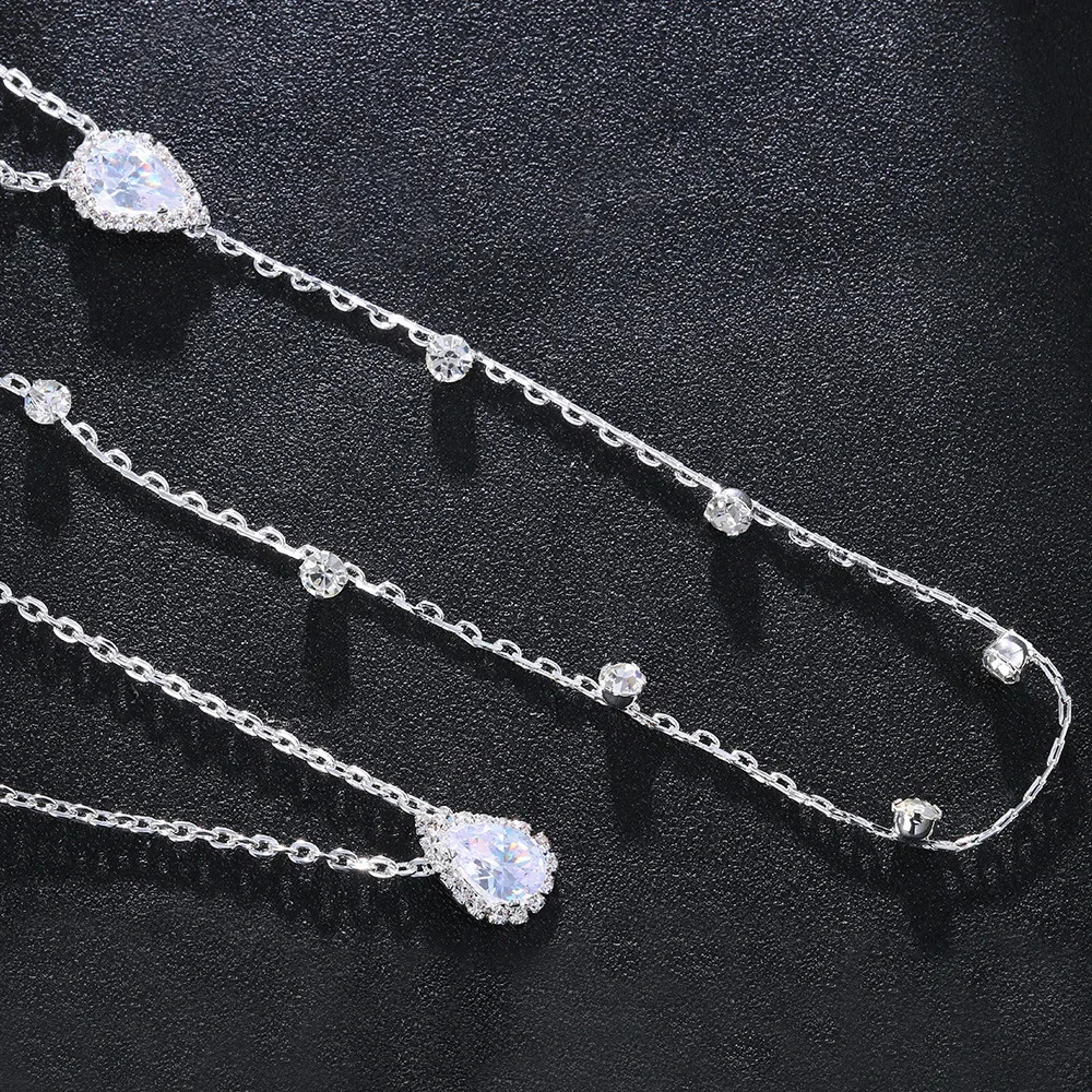 Water Drop Back Chain Jewelry Necklace for Women Belt Elegant Zircon Bridal Accessories Wedding Y2k Girls 241226
