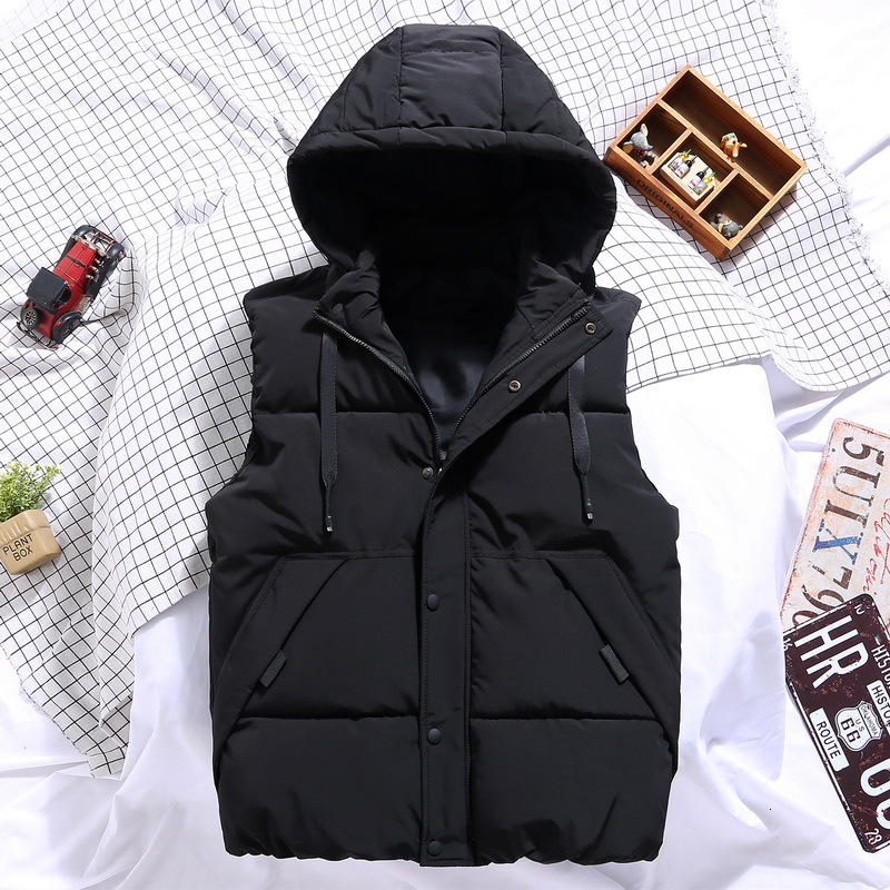 Spring Winter Plus Large Size 6xl 7xl Vest Hat Detachable Camouflage Sleeveless Jackets Warm Parka For Men Unisex Waistcoat