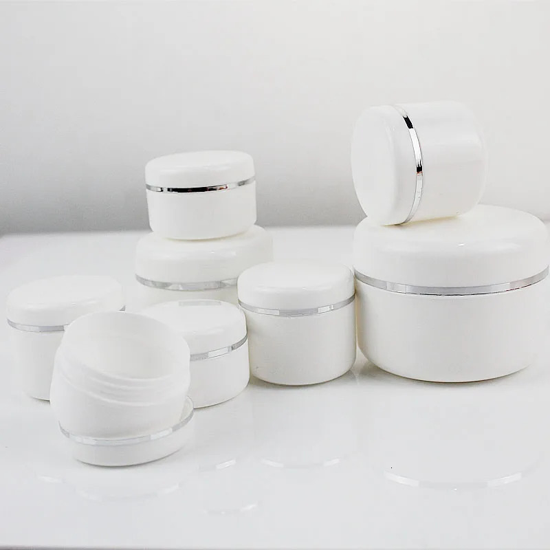 30Pcs/Pack 20g 30g 50g Cream Jar White Plastic Makeup Container Sample Cosmetics Box Empty Makeup Jar Pot Refillable Bottles 241225