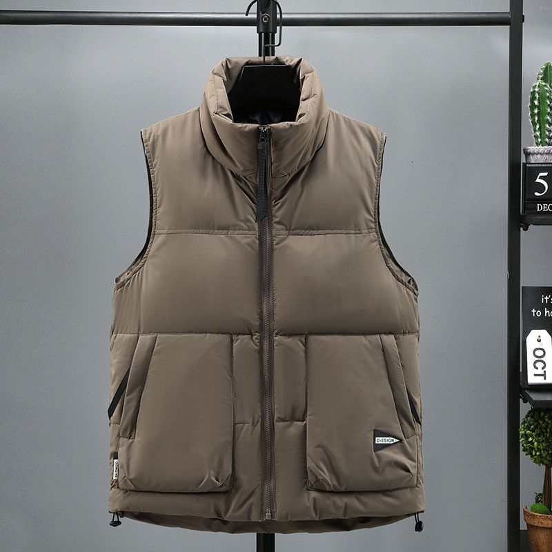 2025 New Fashion Men's Vest Solid Cotton Padded Autumn Warm Sleeveless Jacket Windproof Winter Men Clothing Waistcoat