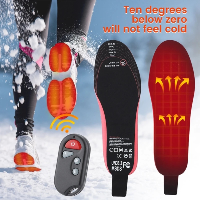 Electric Heated Insoles Rechargeable Heating Boot Insole Remote Control Feet Warmer Pads for Winter Skiing Walking 241226