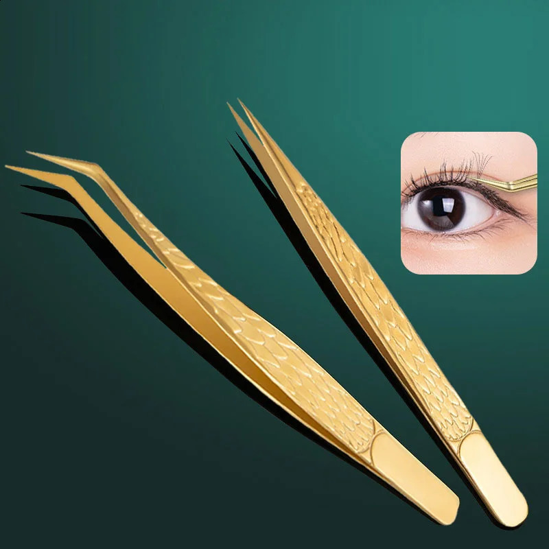 4PCS False Lash Tweezers Set For Eyelashes Extensions Supplies Stainless Eyebrow Clip Tongs Professional Nail Art Makeup Tools 241223
