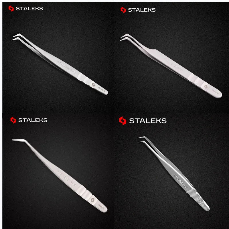 1pc STALEKS High-precision Stainless Steel TE Series Straight/Curved Tweezers Grafting Eyelashes Extension Makeup Tool 241223