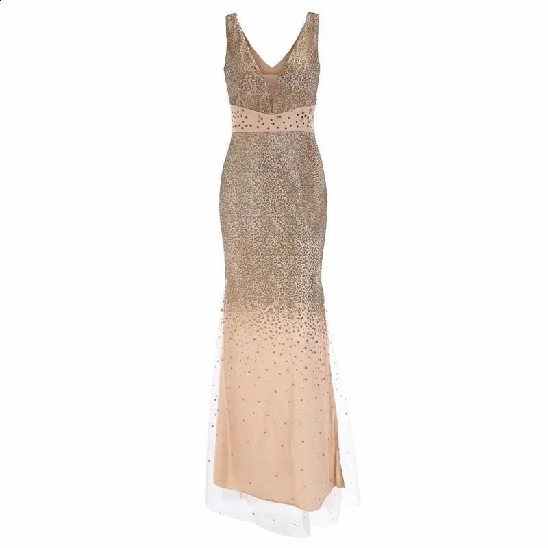 Summer sleeveless gold embossed evening dress with European and American style cross stitch womens fashionable dress 241226