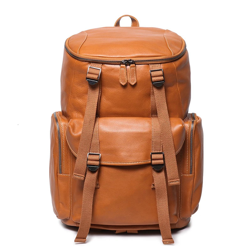 Genuine Leather Outdoor Backpack Youth School Backpacks Vintage Mens Bookbag 15.6 Notebook Backpack Woman University Backpack 241225