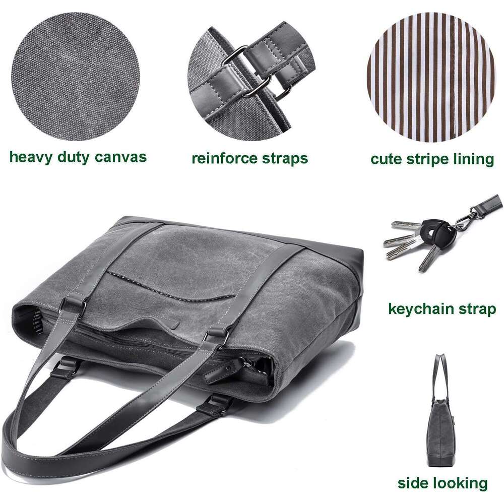Large Tote Bags for Women 15.6 Inch Laptop Bag Lightweight Canvas Professional Work Briefcase