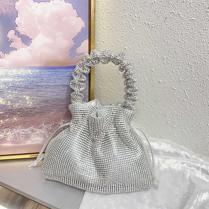 Fashion Trendy Personalized Evening Bags Elegant Light Luxury Dumpling Bag Tote Shiny Ineffective Diamond Inlaid Handbag 241226