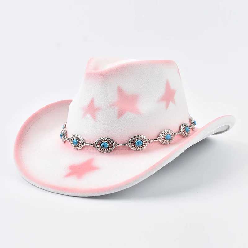 Retro Mens Cowboy Hat Retro Mens Jazz Hat Pink Womens Birtay Party Cowboy Hat W241225