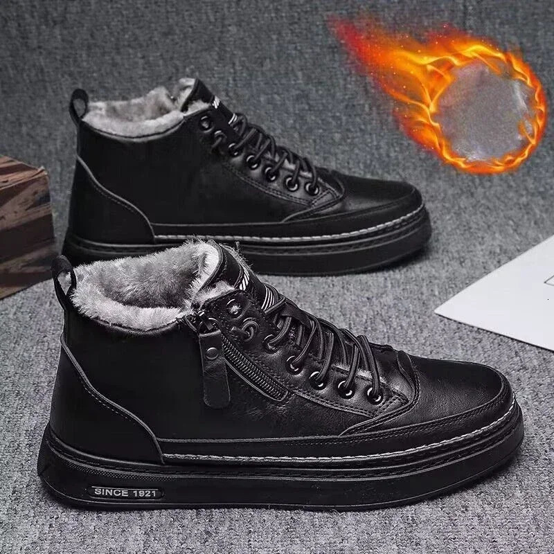 Mens Winter Warm Cotton Shoes Classic Fashion Retro Plush Comfortable Anti Slip Snow Boots Outdoor Sports Casual 241223