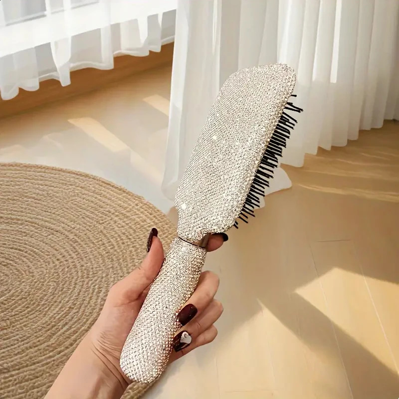 Rhinestone Hair Brush Static Padded Massage Comb Fluffy Styling Essential Sparkling Diamonds Ideal for Holiday Gifts 241225