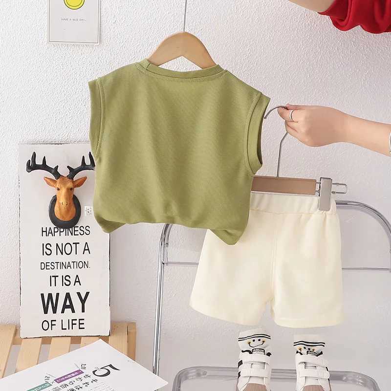 Clothing Sets Infant Baby Boys Clothes Sets Children Summer Girl Boy Sleeveless Vest Shorts Suit Child Clothing Fashion Outfits Kids CostumeY24122505J