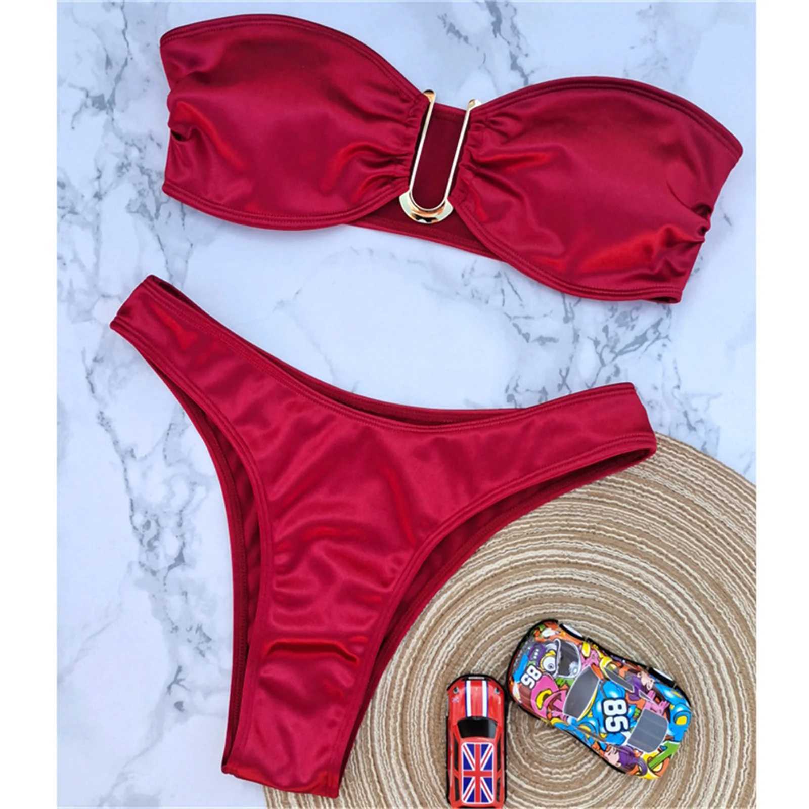 Strapless push up swimsuit womens sexy bikini set 2024 summer fashion mini bikini womens low waist mailboxW241225
