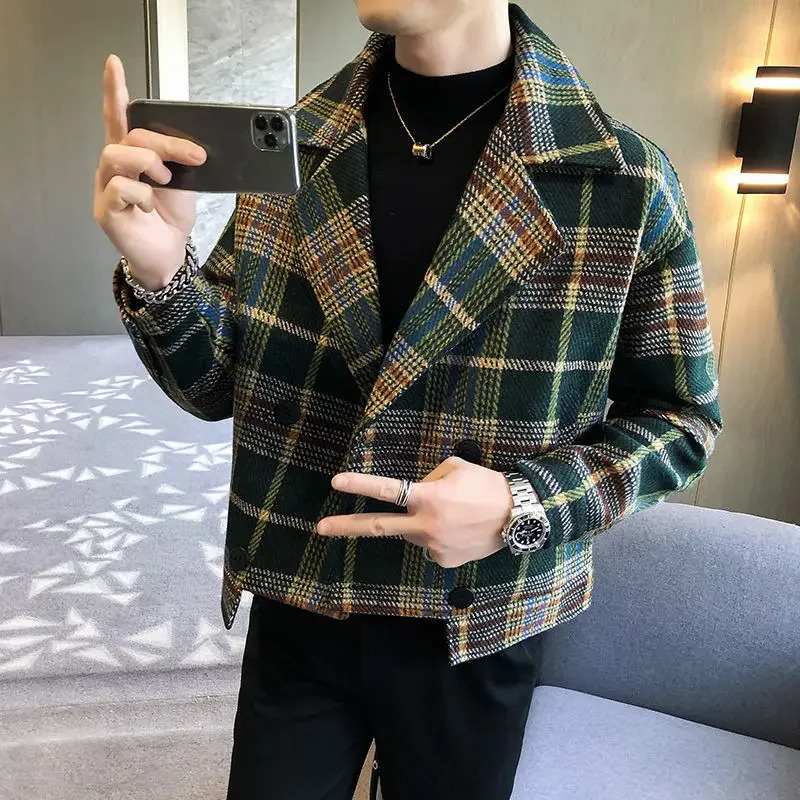 Wool Blends Jacket for Men Trendy Grunge Y2k Stylish Man Coat Deals Original s Fast Delvery Korean Reviews Many Vintage 241224