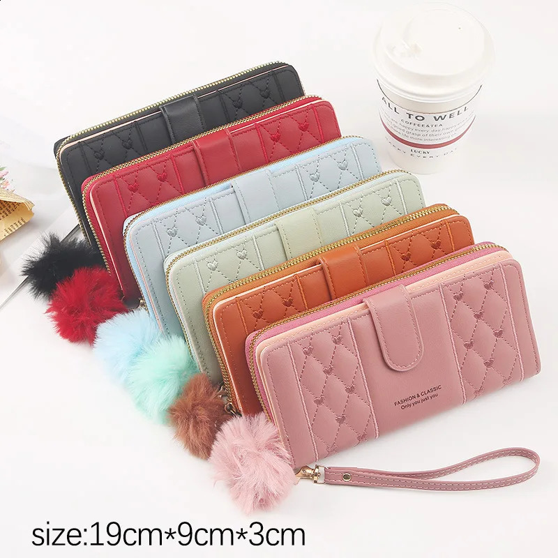 Women Long Wallet Pu Leather Card Holder Large Capacity Hasp Zipper Coin Purse Multi Card Organizer Cell Phone Wristlet Handbag 250228