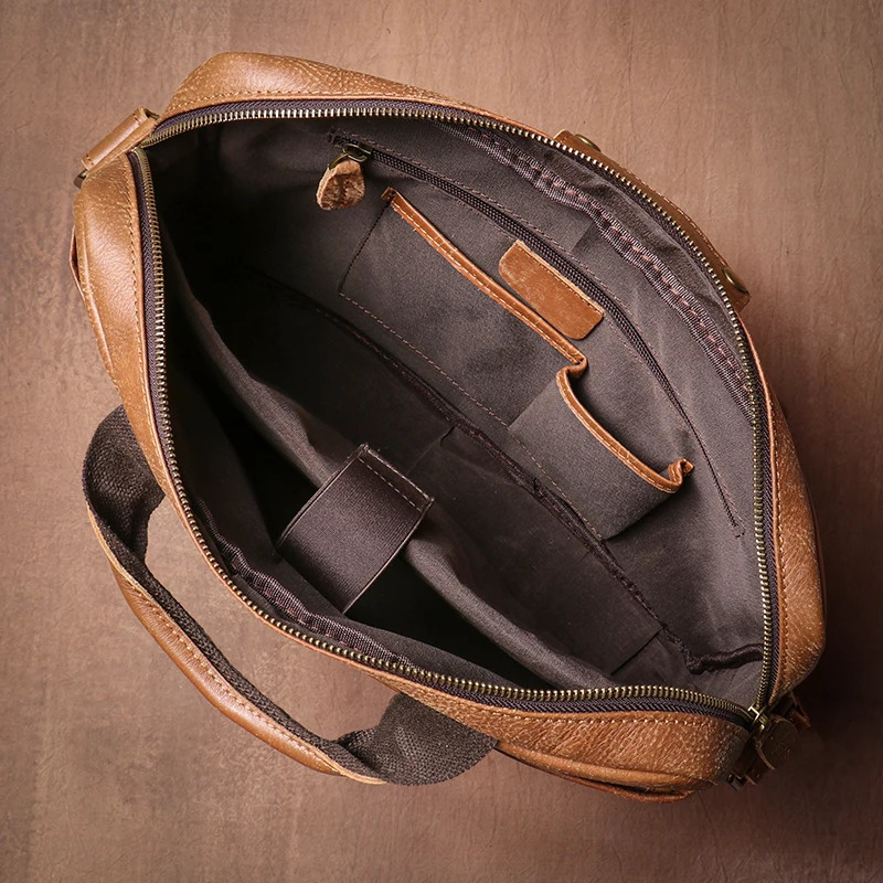 LUOKIR Vintage Real Leather Briefcase Men Cowhide Handbag Business Travel Messenger Bags Computer Bag For 15 Inch Laptop 241225