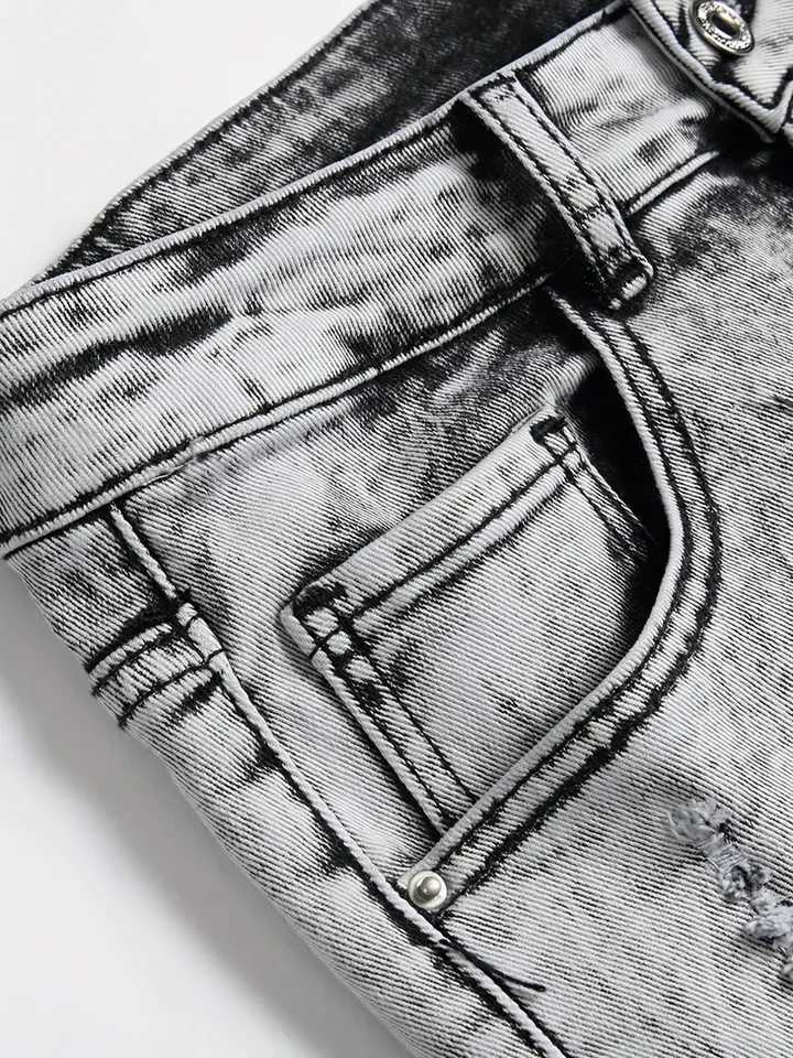 Summer new ultra-thin elastic mens shorts fashionable retro designed denim shorts streetwear 98% pure cotton cargo shorts mens W241226