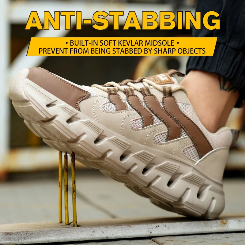Safety Shoes For Women Men Anti-smash Anti Puncture Work Sneakers Non Slip Steel Toe Shoes Platform Sneakers Protective Shoes 241226