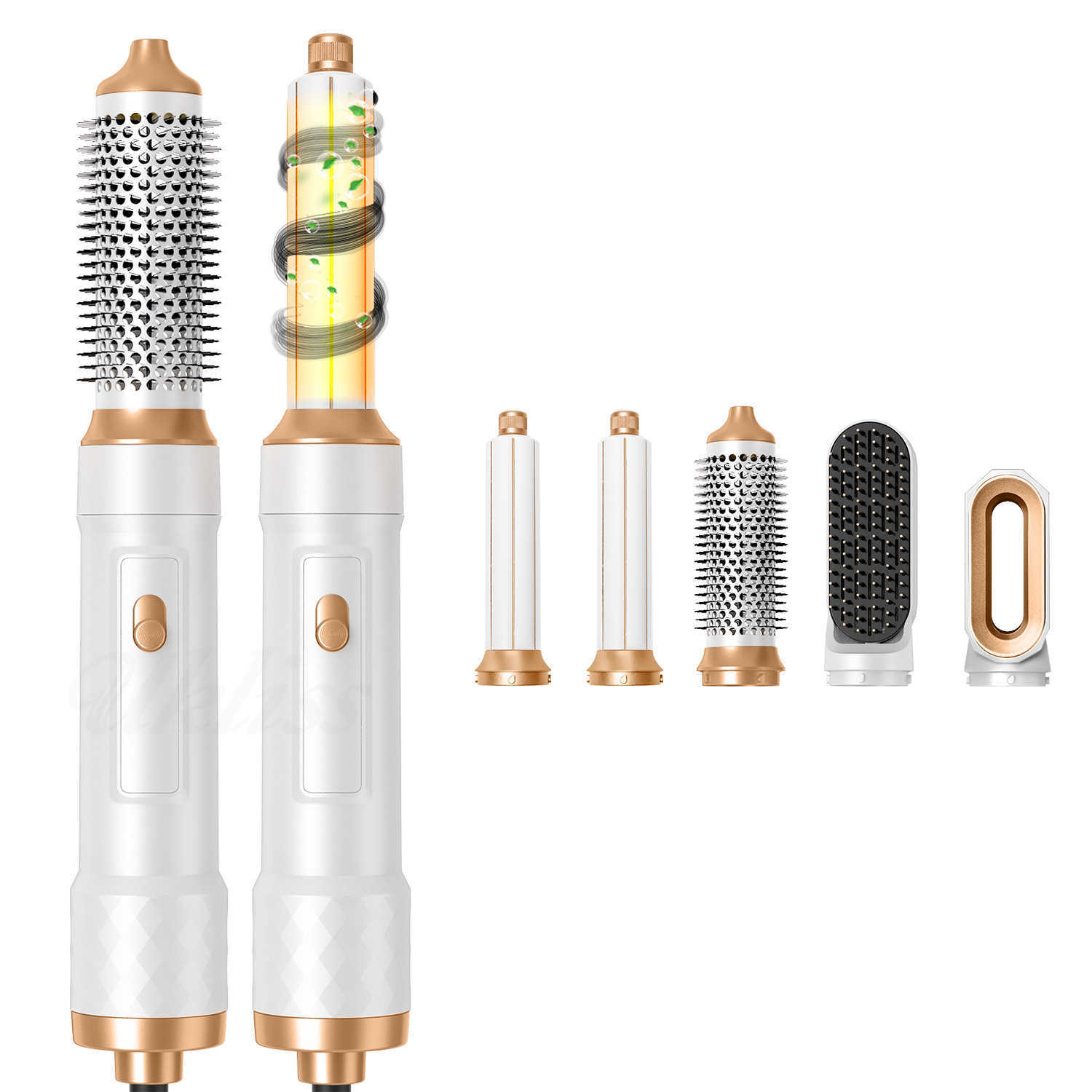 5-in-1 hair removal brush detachable hair dryer comb ion hot air brush hair styling tool electric hot brush air curling wand W241214