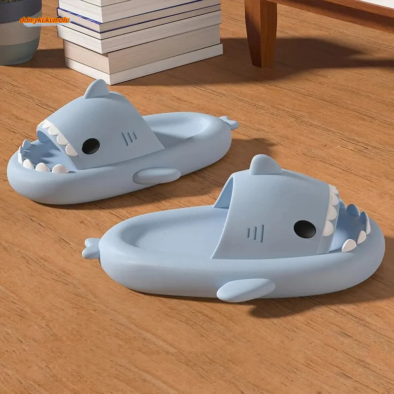 Summer Women Soft Shark Slippers Couple Bathroom Non-slip Sandals Men Outdoor Beach EVA Slides Kids 2025 Cute Color Thick Shoes #34 ddmykukumalu