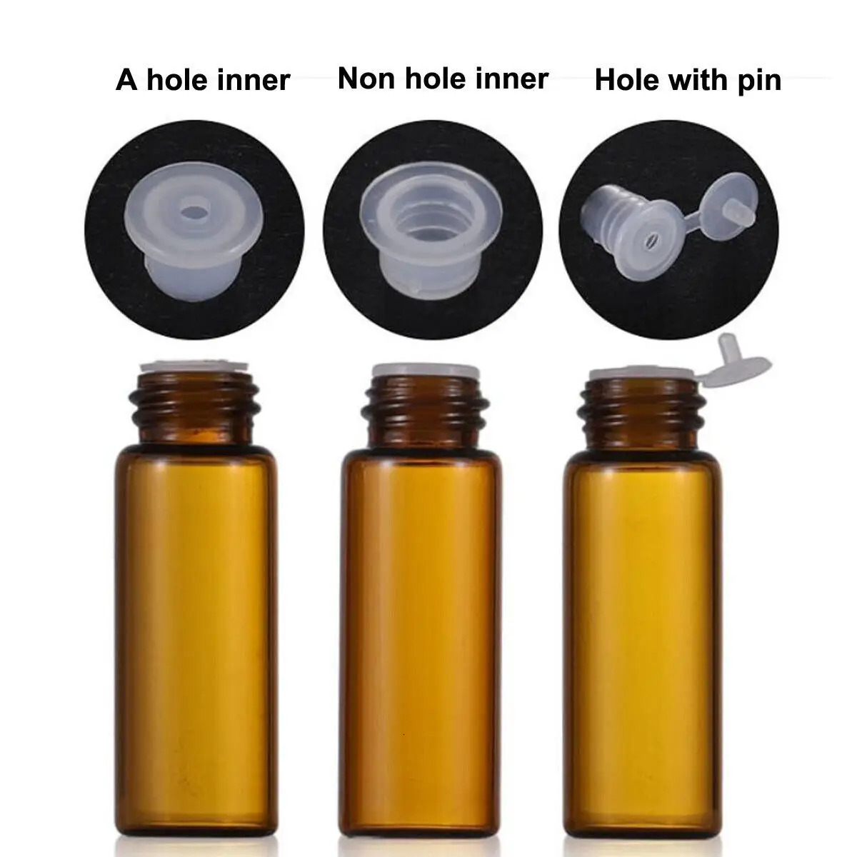 100pcs 1ml/2ml/3ml/5ml/10ml Empty Glass Orifice Reducer Bottles for Essential Oils Refillable Sample Vials Dropper Drop Dram 241225