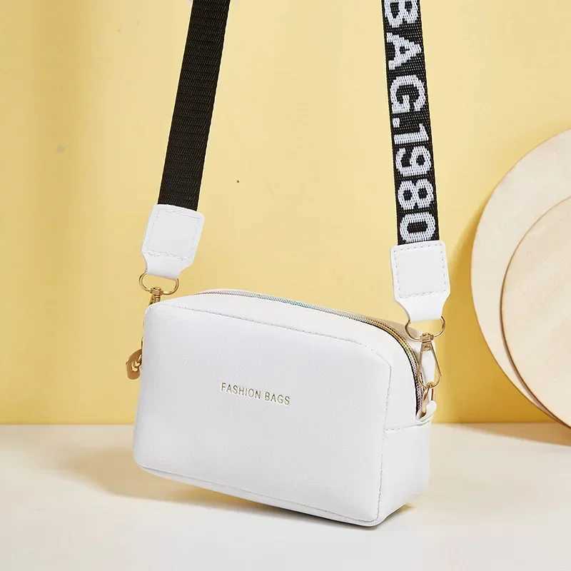 Simple Style Small Shoulder Bags for Women Solid Color Pu Leather Wide Strap Crossbody Bag Female Phe Purse Messenger HandbagXJ241225